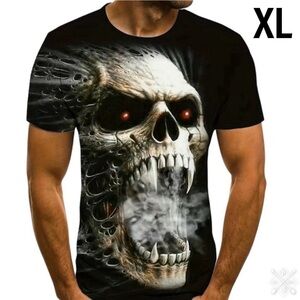 Men’s 3D Skull Graphic Print T-shirt. New. Size XL